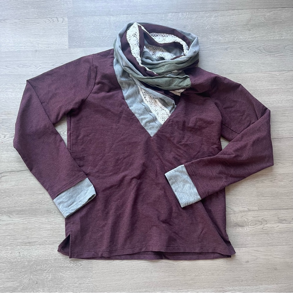 Sahalie Mixed Media Funnel Neck Top (S)